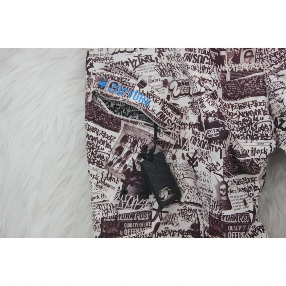 Zoo York VTG Y2K Graffiti Print Black/White Board Shorts Swim Trunks Sz 34